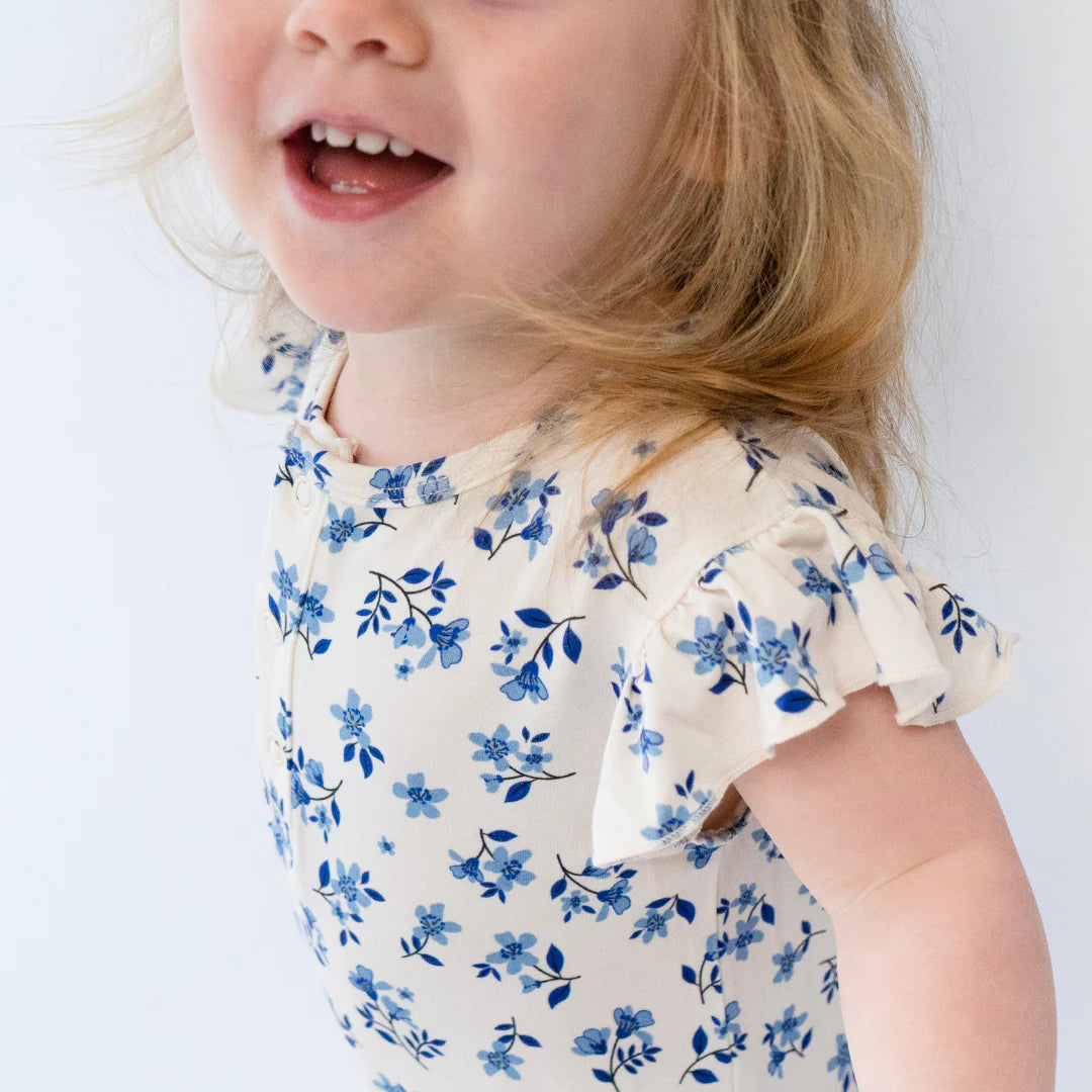 NR BELAN J BLUEBELLS | RUFFLED SLEEVES SHORTALL ROMPER
