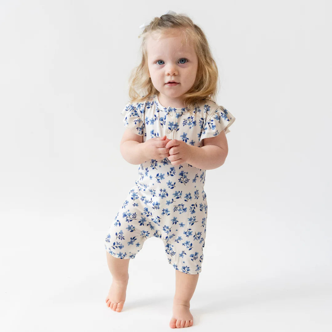 NR BELAN J BLUEBELLS | RUFFLED SLEEVES SHORTALL ROMPER