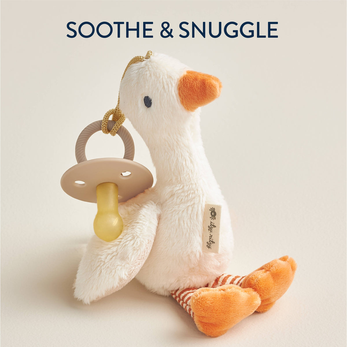 NR BITZY PAL NATURAL PACIFIER PLUSH | GOOSE