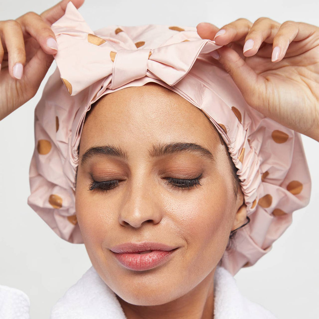 NR KITSCH LUXURY SHOWER CAP | BLUSH DOT