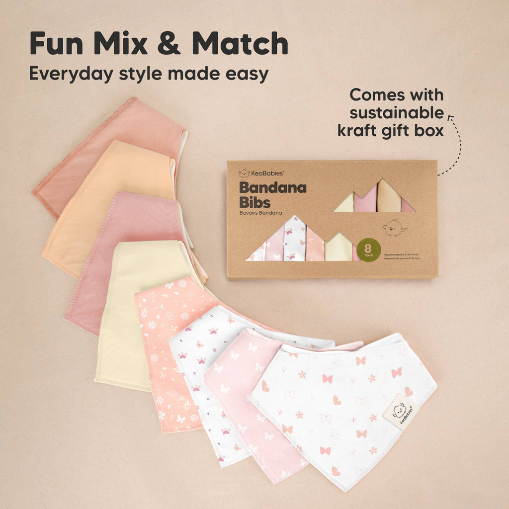 NR KEABABIES BABY BANDANA BIBS | 8-PACK | BUTTERFLIES