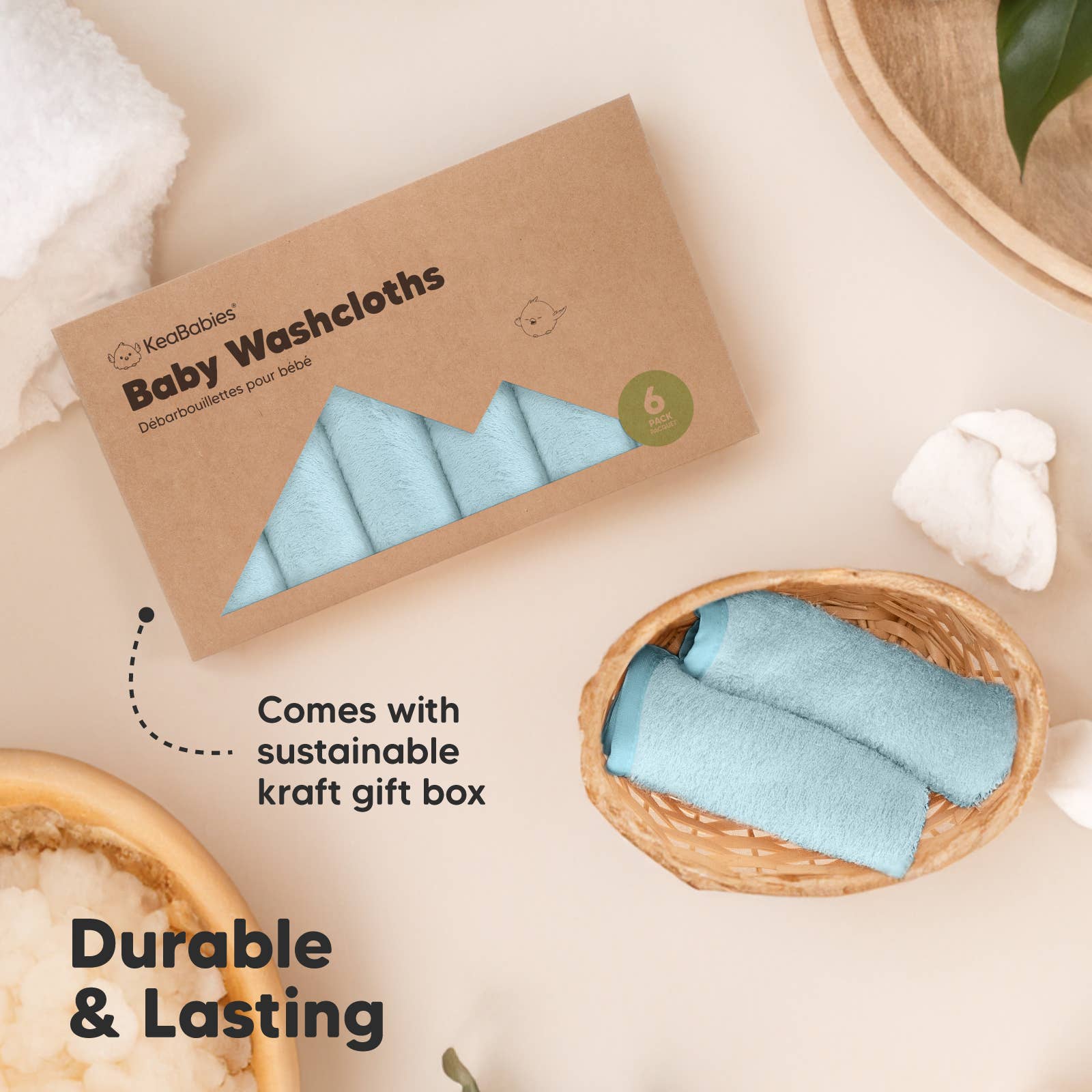 NR KEABABIES WASH CLOTHS | 6 PACK | BRAVO BLUE
