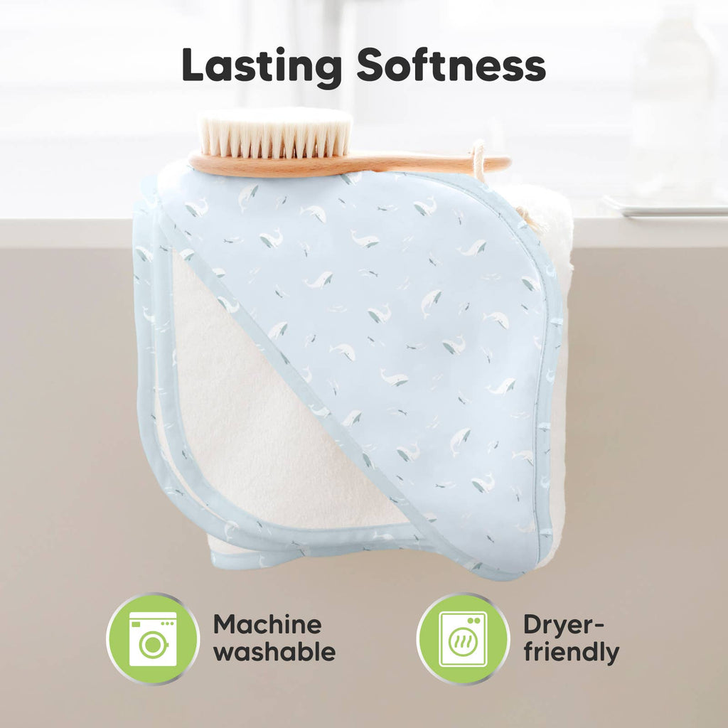 NR KEABABIES LUXE HOODED TOWEL | 35x35 | BLUE WHALE