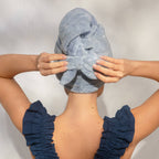 NR KITSCH PLUSH MICROFIBRE HAIR TOWEL TURBAN | COASTAL BLUE