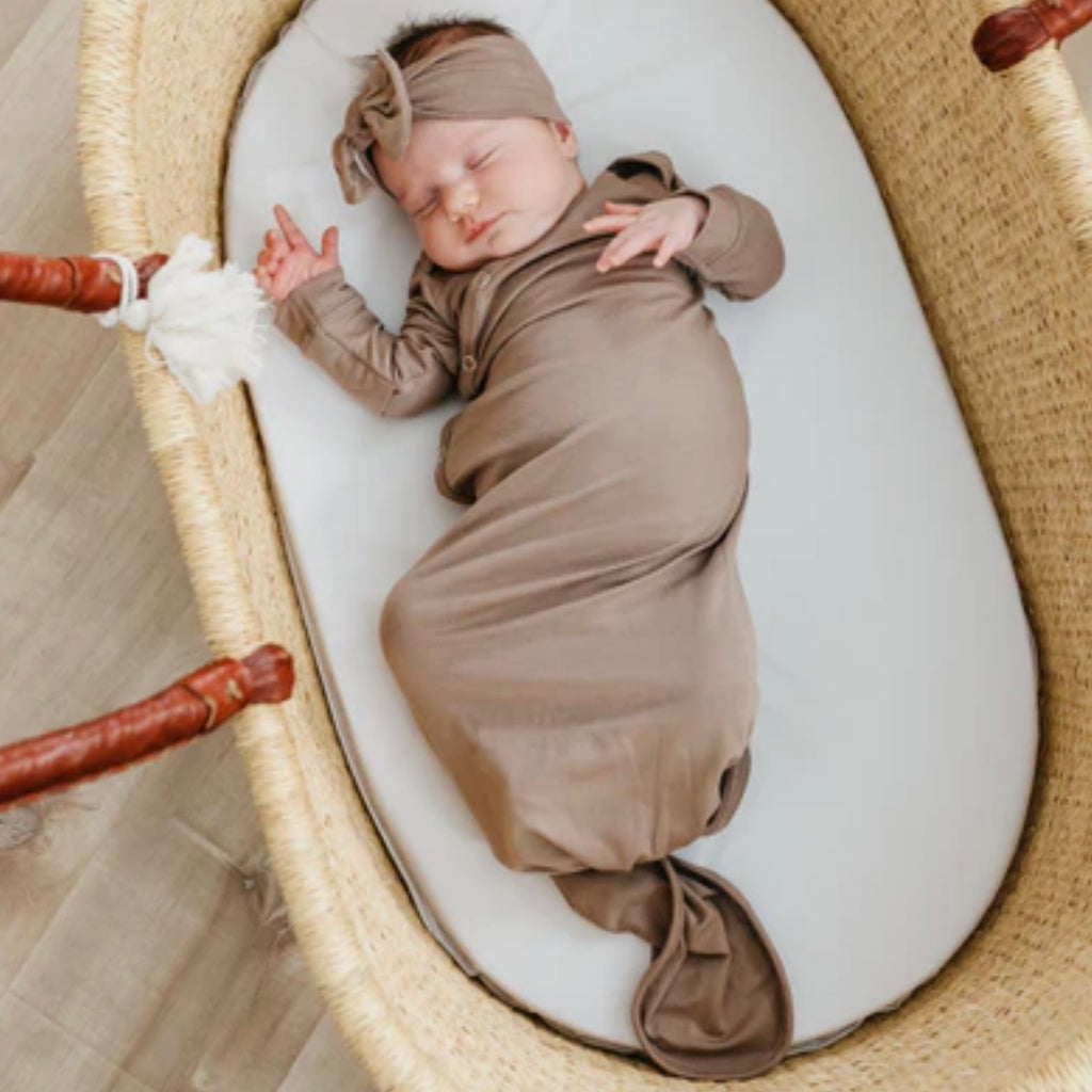 NR COPPER PEARL KNOTTED SLEEP GOWN | GOBI LIGHT BROWN