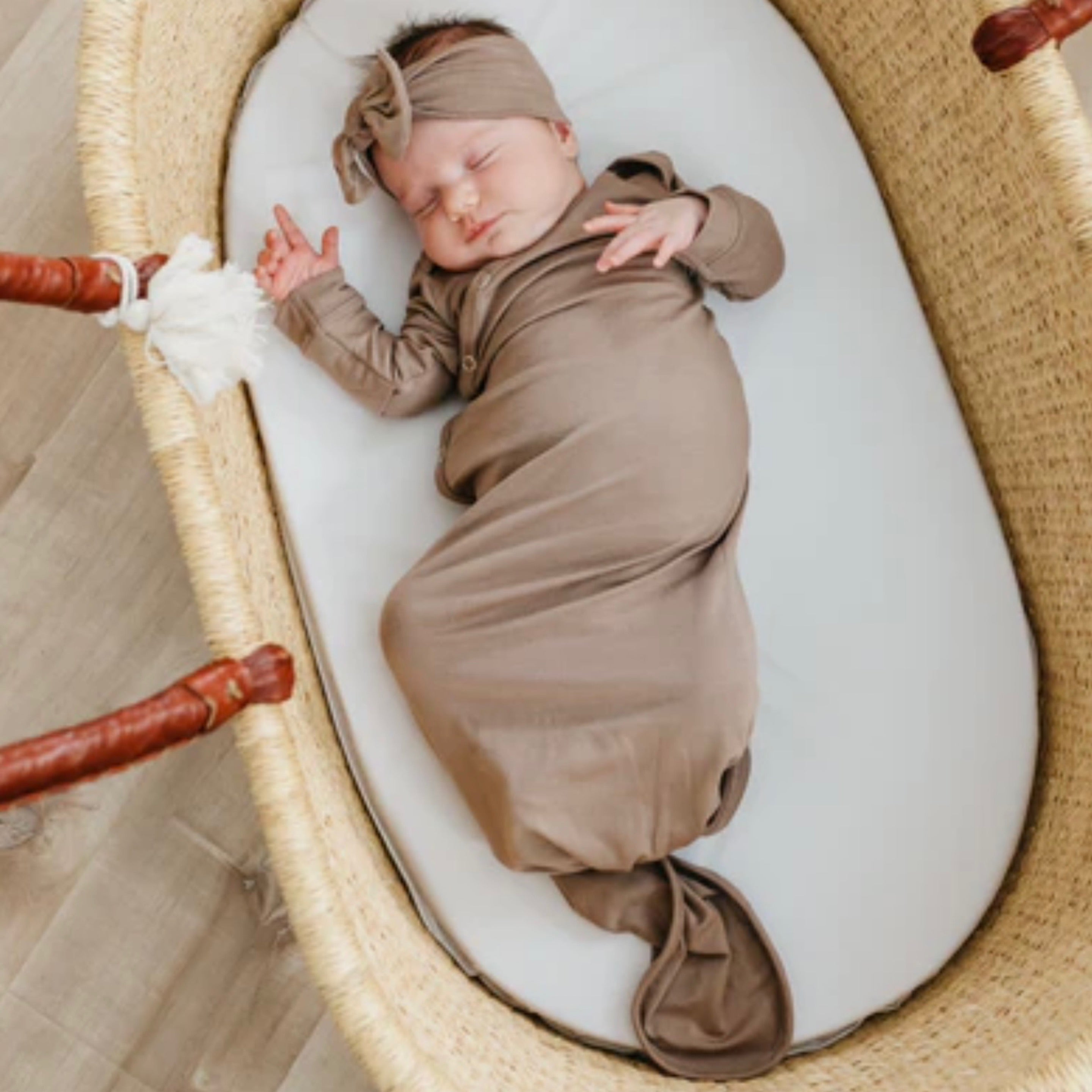 NR COPPER PEARL KNOTTED SLEEP GOWN | GOBI LIGHT BROWN