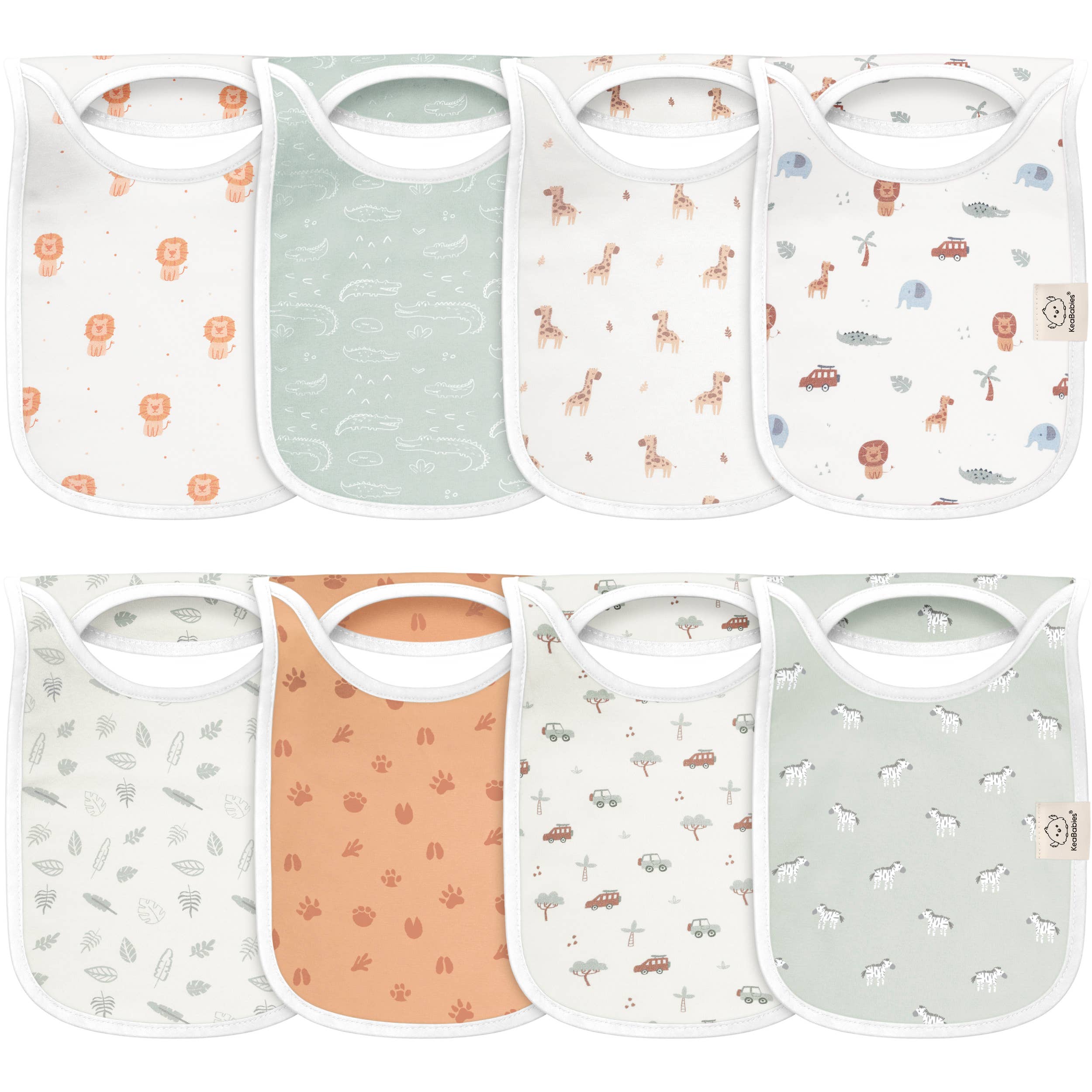 NR KEABABIES 8-PACK HALLO DROOL BIBS | WILDERNESS