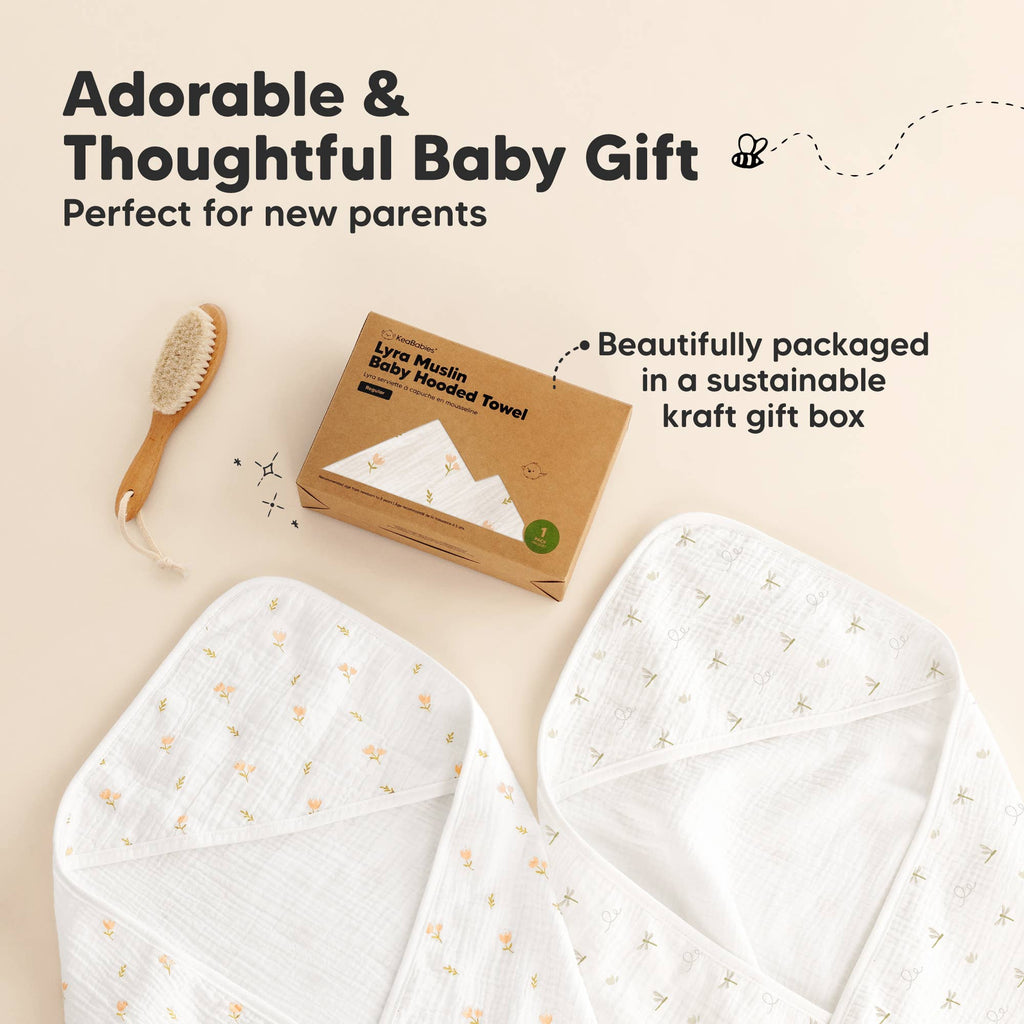 NR KEABABIES LYRA MUSLIN HOODED TOWEL | 30x30 | PETITE | TULIPS