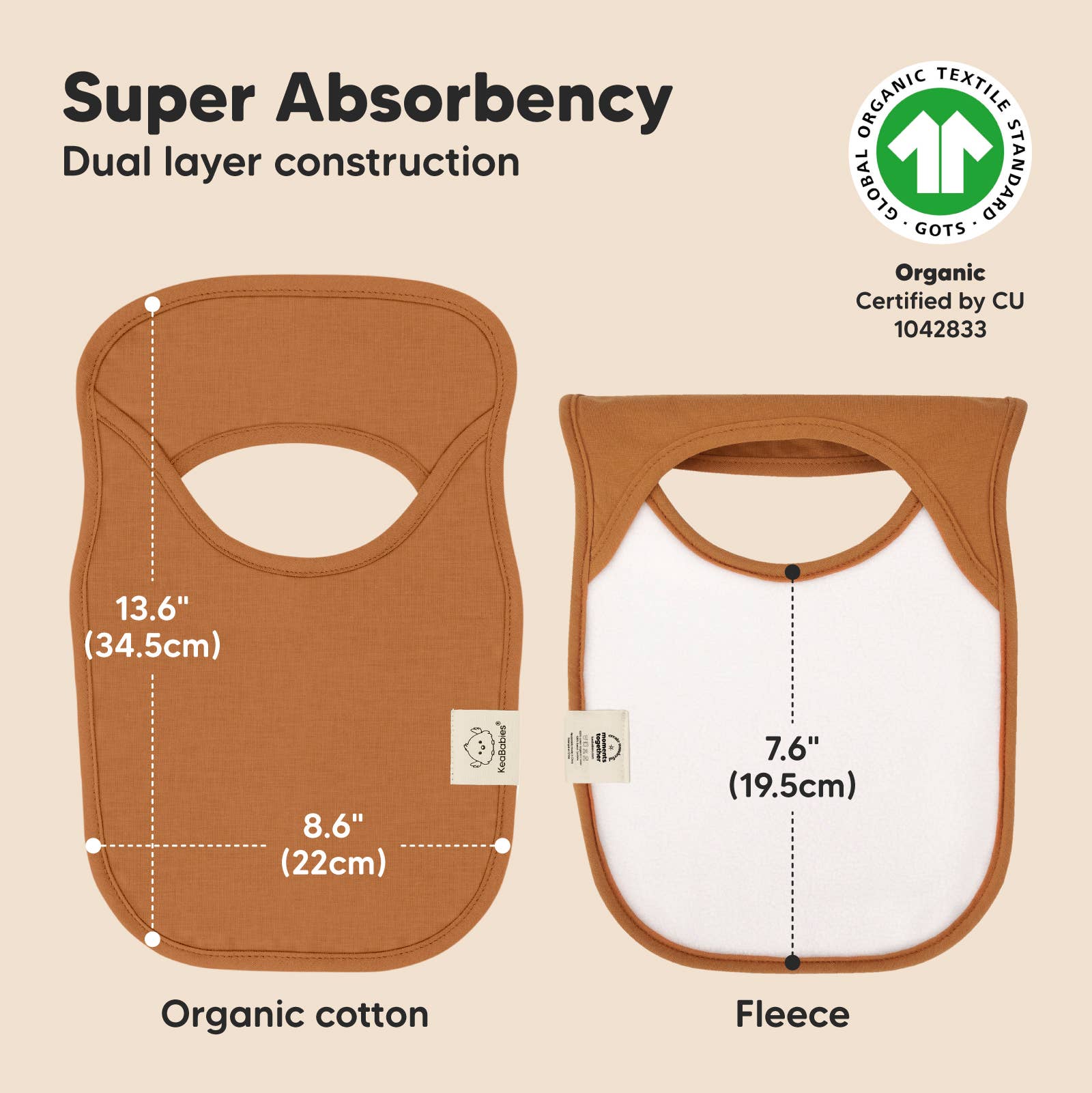 NR KEABABIES 8-PACK HALLO DROOL BIBS | TERRACOTTA