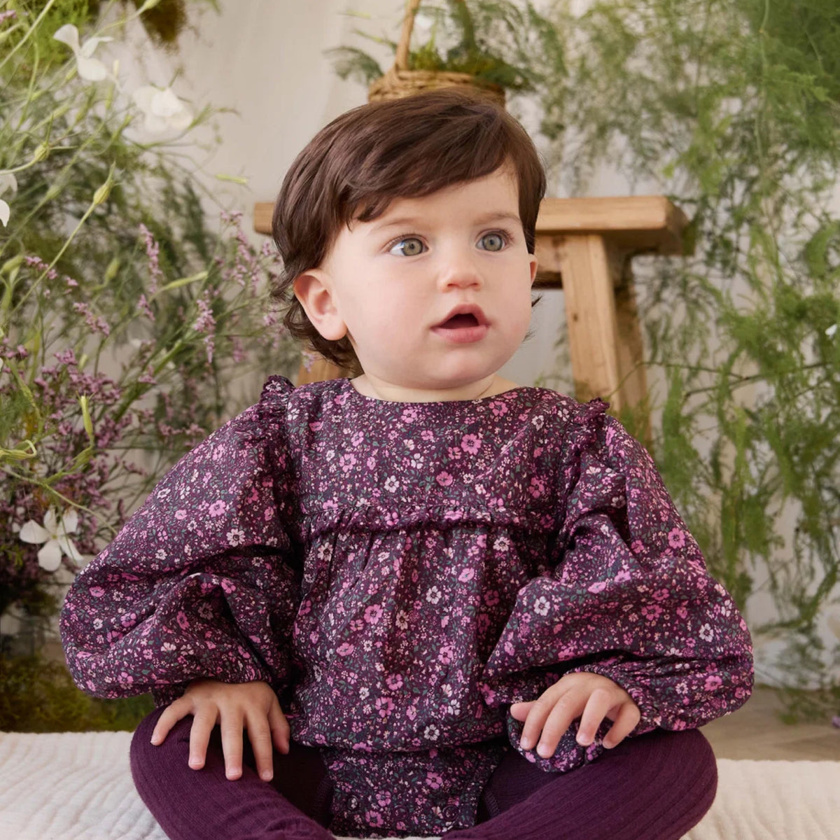 Organic Cotton Frances Playsuit - Flora Fig