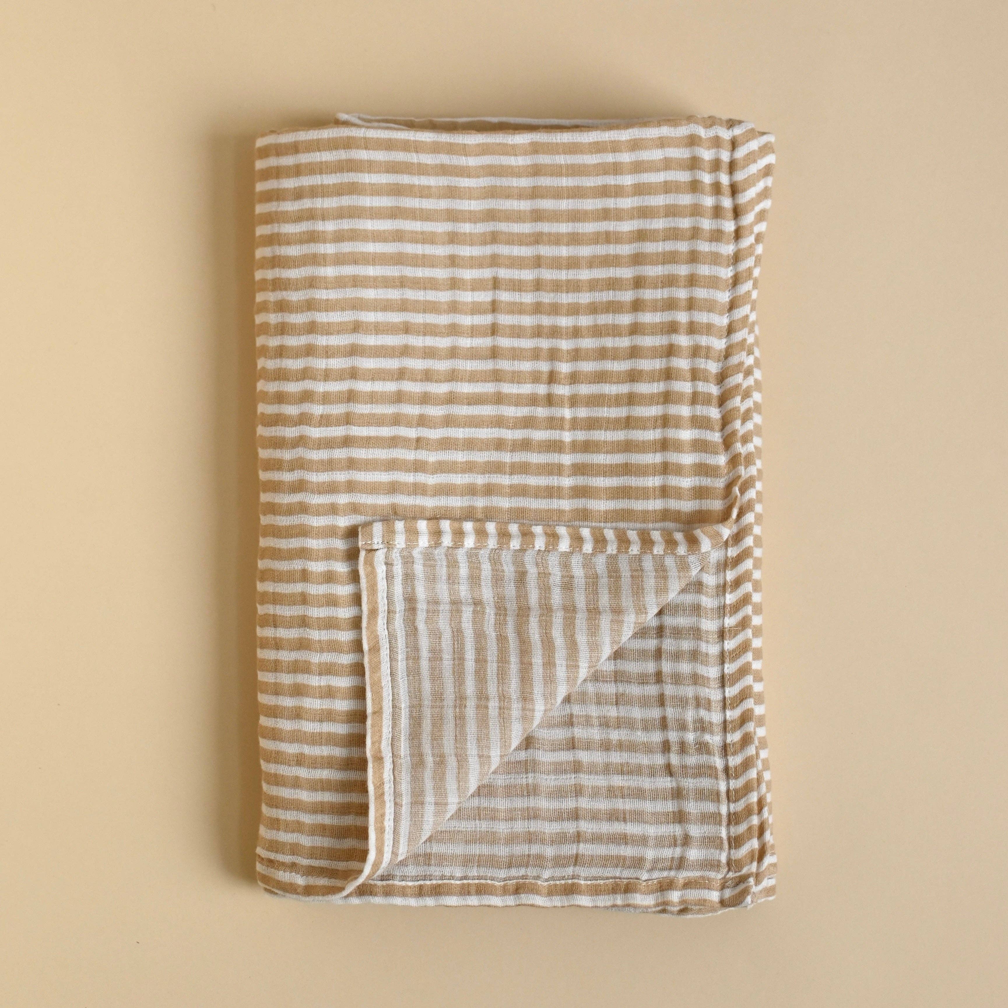 NR MINIKA MUSLIN SWADDLE | STRIPED BEIGE