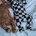 NR PIP + PHEE BAMBOO FOOTED SLEEPER | CARAMEL SMILEYS