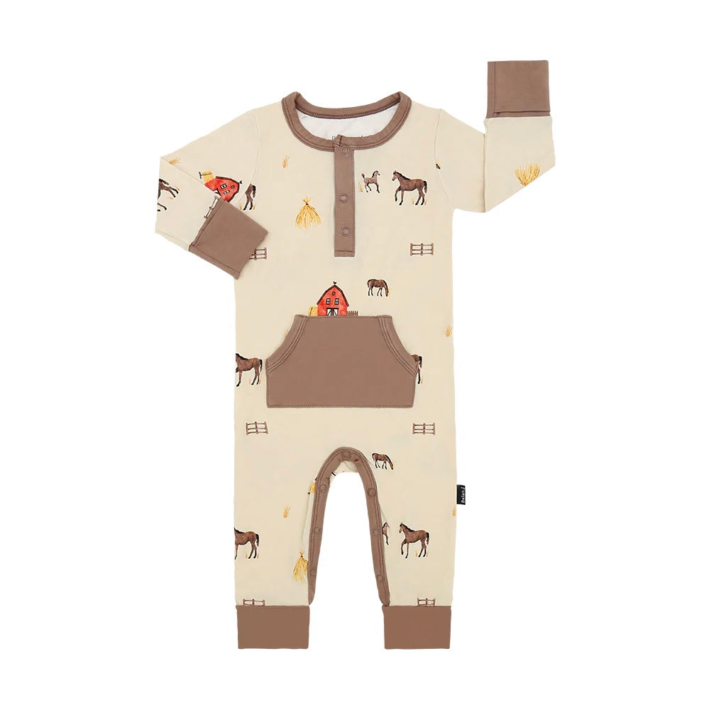 NR BELAN J LONG SLEEVE POCKET ROMPER | HAY NEIGHBOR