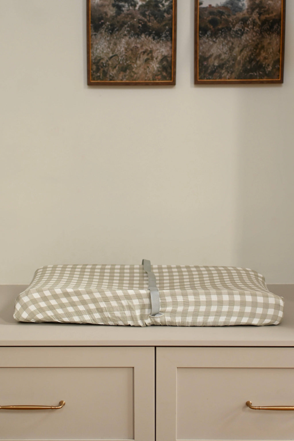 NR MINIKA CHANGING PAD COVER | SAGE GINGHAM
