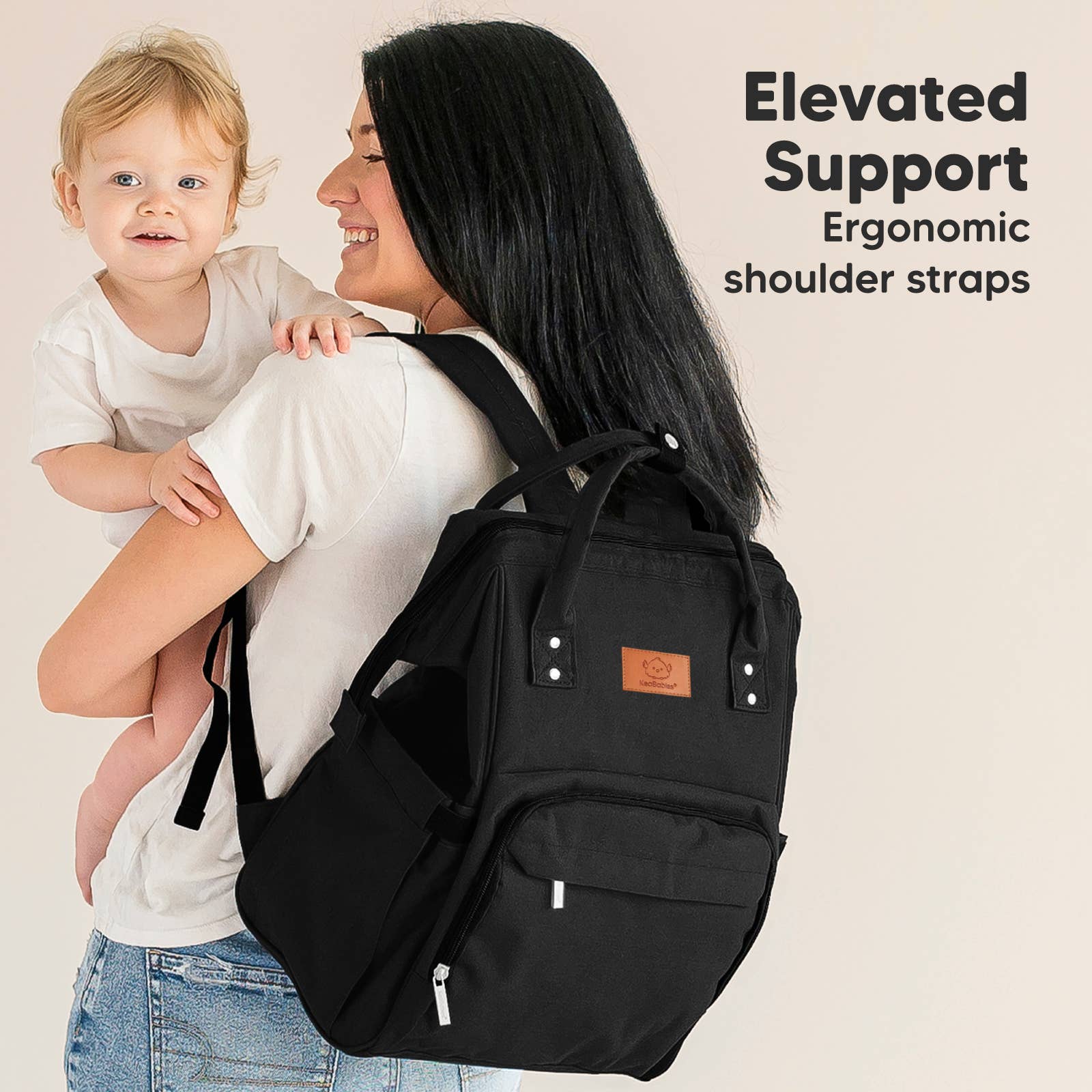 NR KEABABIES DIAPER BAG BACK PACK | TRENDY BLACK