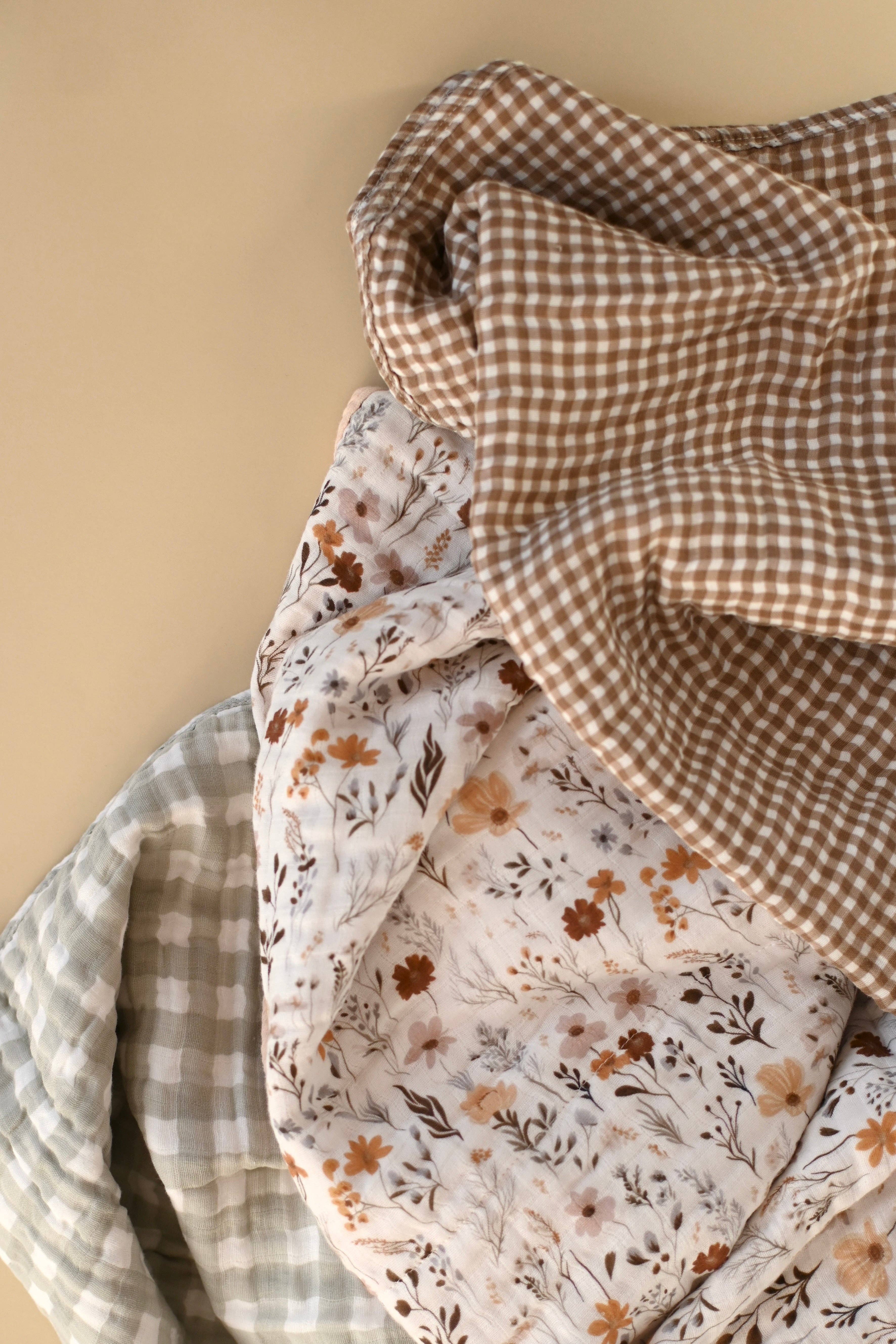 NR MINIKA MUSLIN SWADDLE | VICHY BROWN