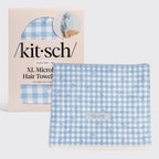 NR KITSCH XL HAIR TOWEL WRAP | GINGHAM BLUE