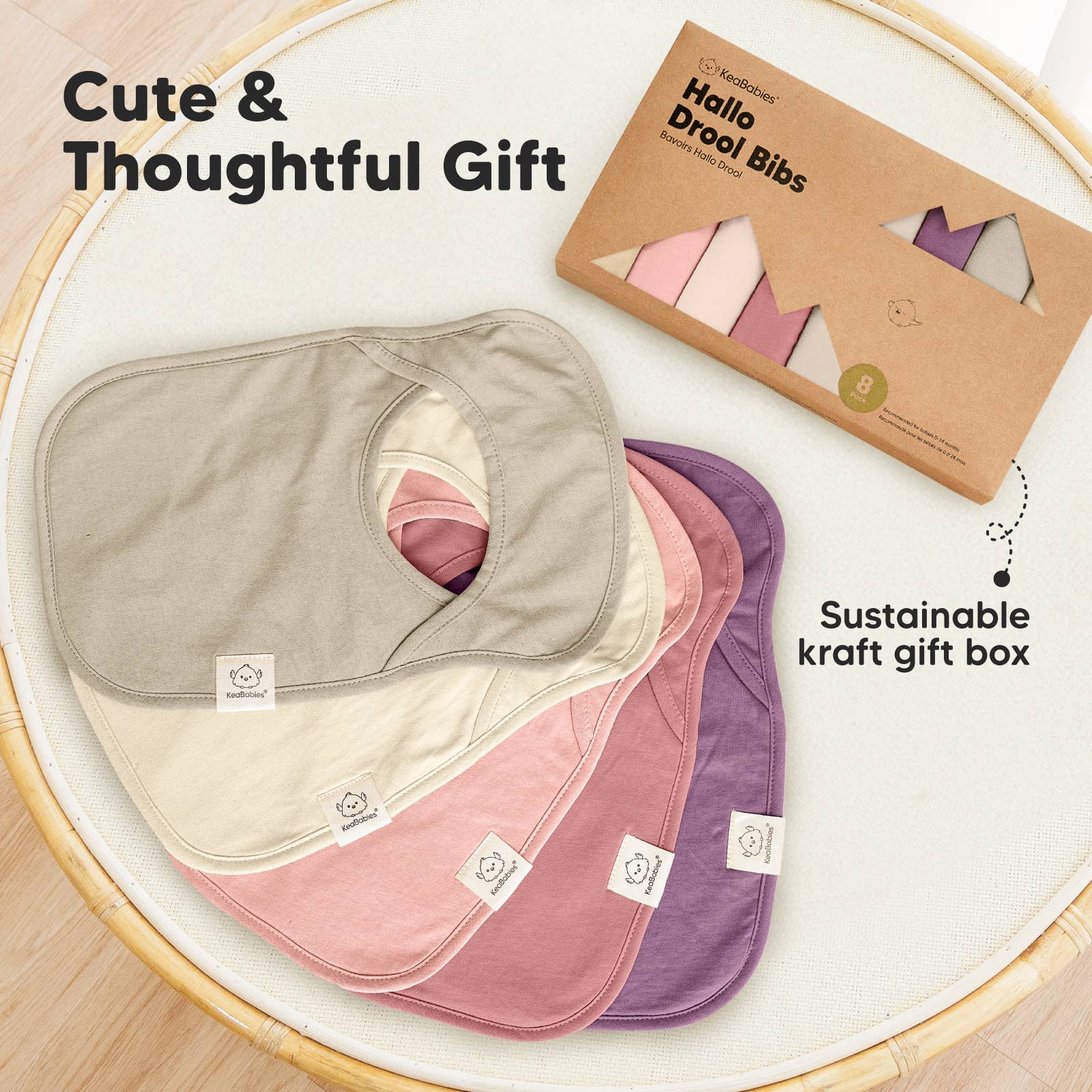 NR KEABABIES 8-PACK HALLO DROOL BIBS | FLEUR