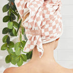 NR KITSCH XL HAIR TOWEL WRAP | TERRACOTTA CHECKER