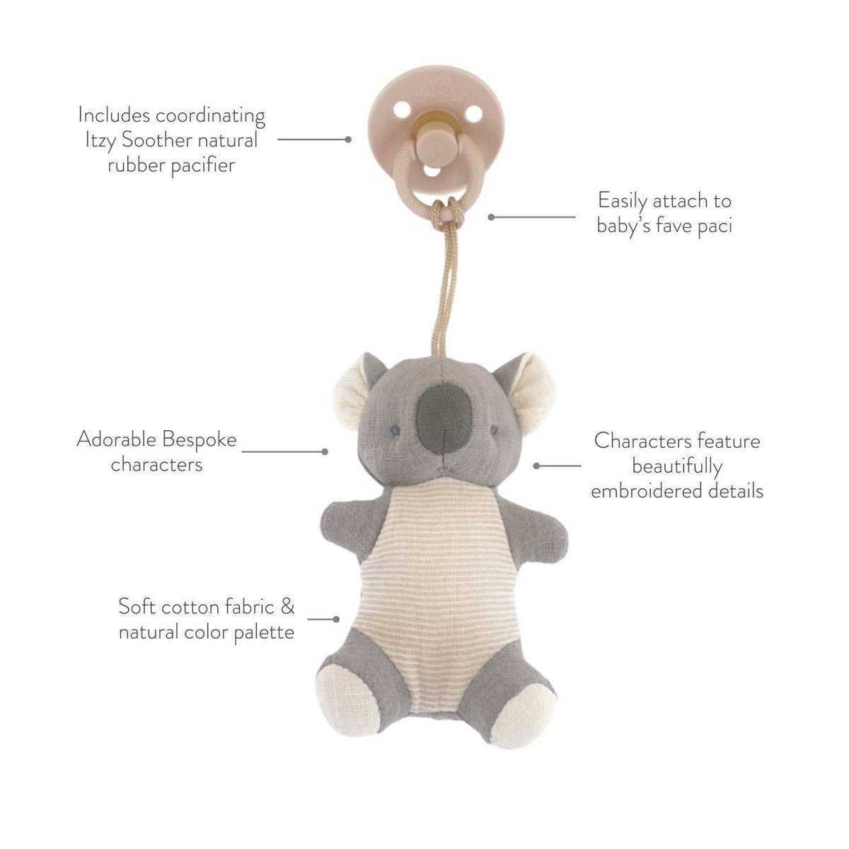 NR BITZY PAL NATURAL PACIFIER PLUSH | GOOSE