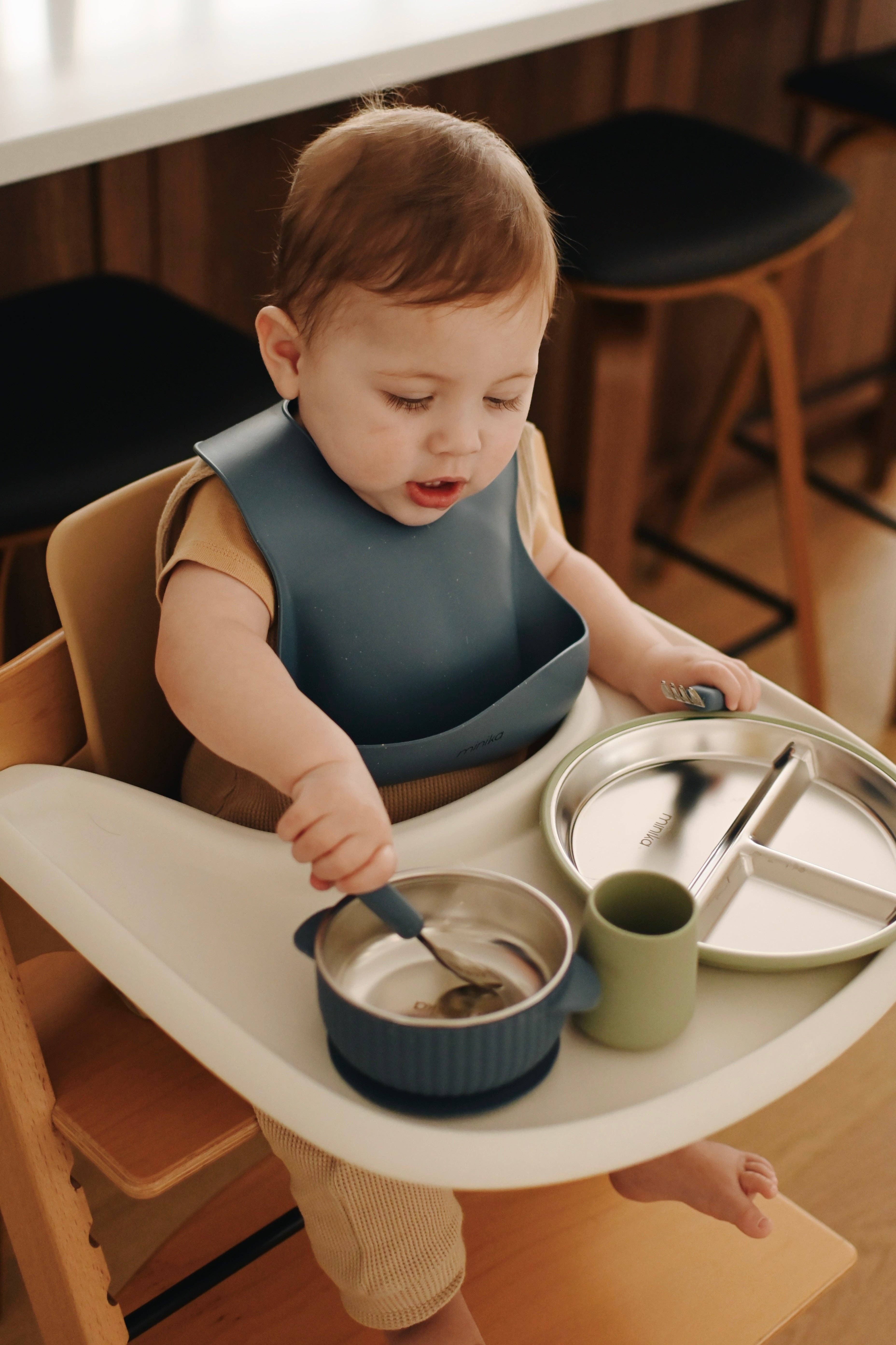NR MINIKA STAINLESS & SILICONE BOWL | SAGE