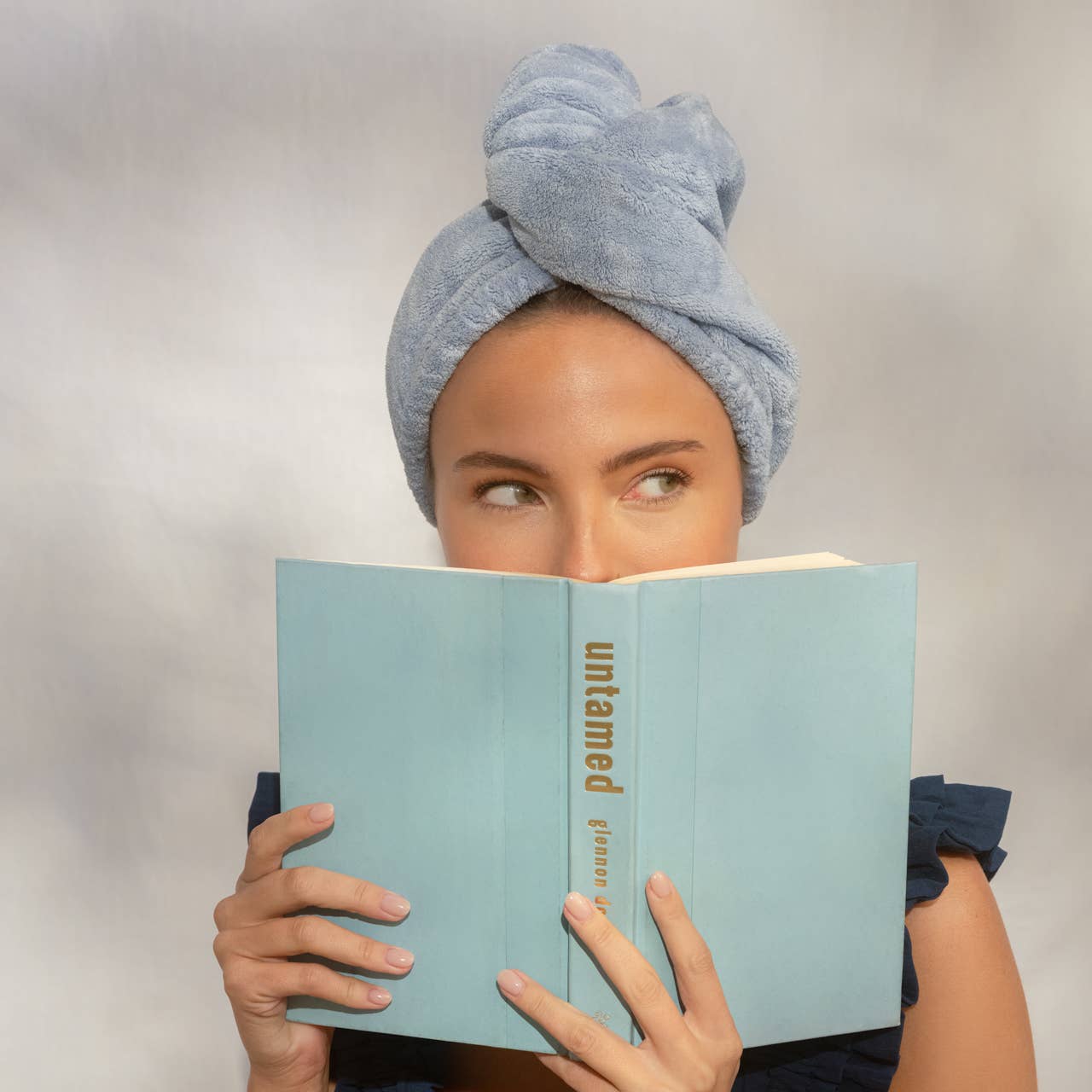 NR KITSCH PLUSH MICROFIBRE HAIR TOWEL TURBAN | COASTAL BLUE