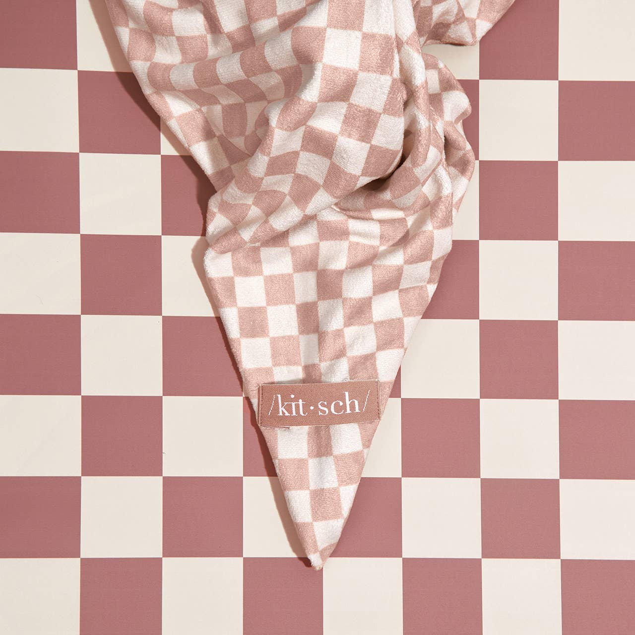 NR KITSCH XL HAIR TOWEL WRAP | TERRACOTTA CHECKER