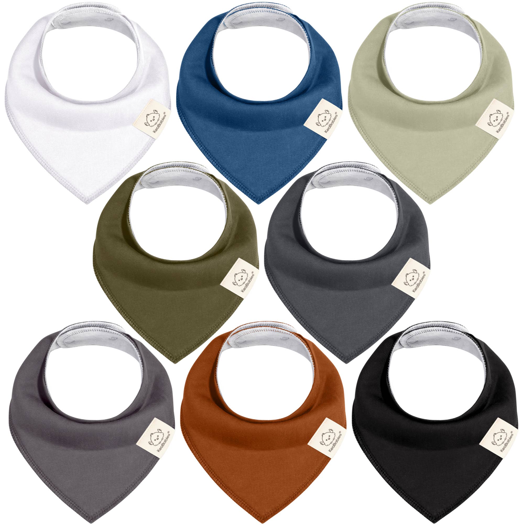 NR KEABABIES BABY BANDANA BIBS | 8-PACK | MOODY SOLIDS
