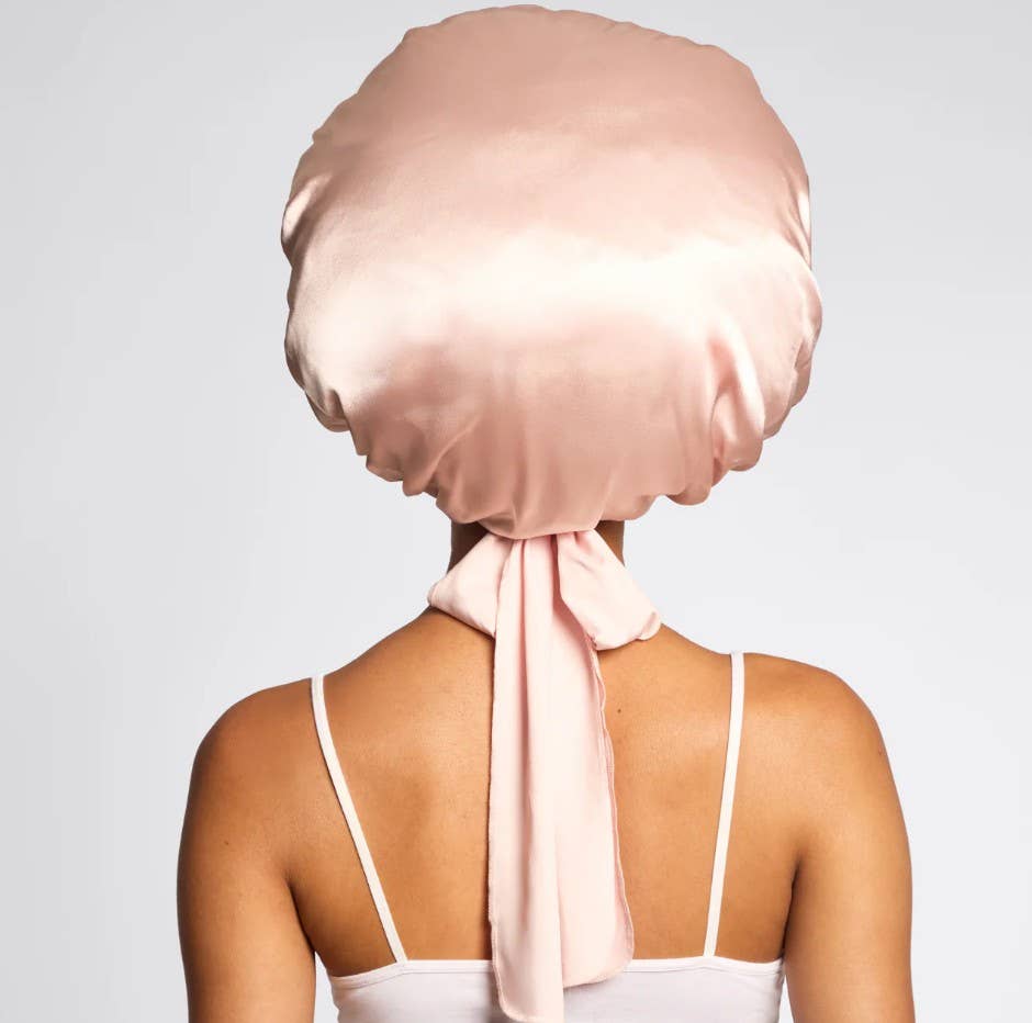 NR KITSCH ADJUSTABLE OVERSIZED SATIN BONNET | BLUSH