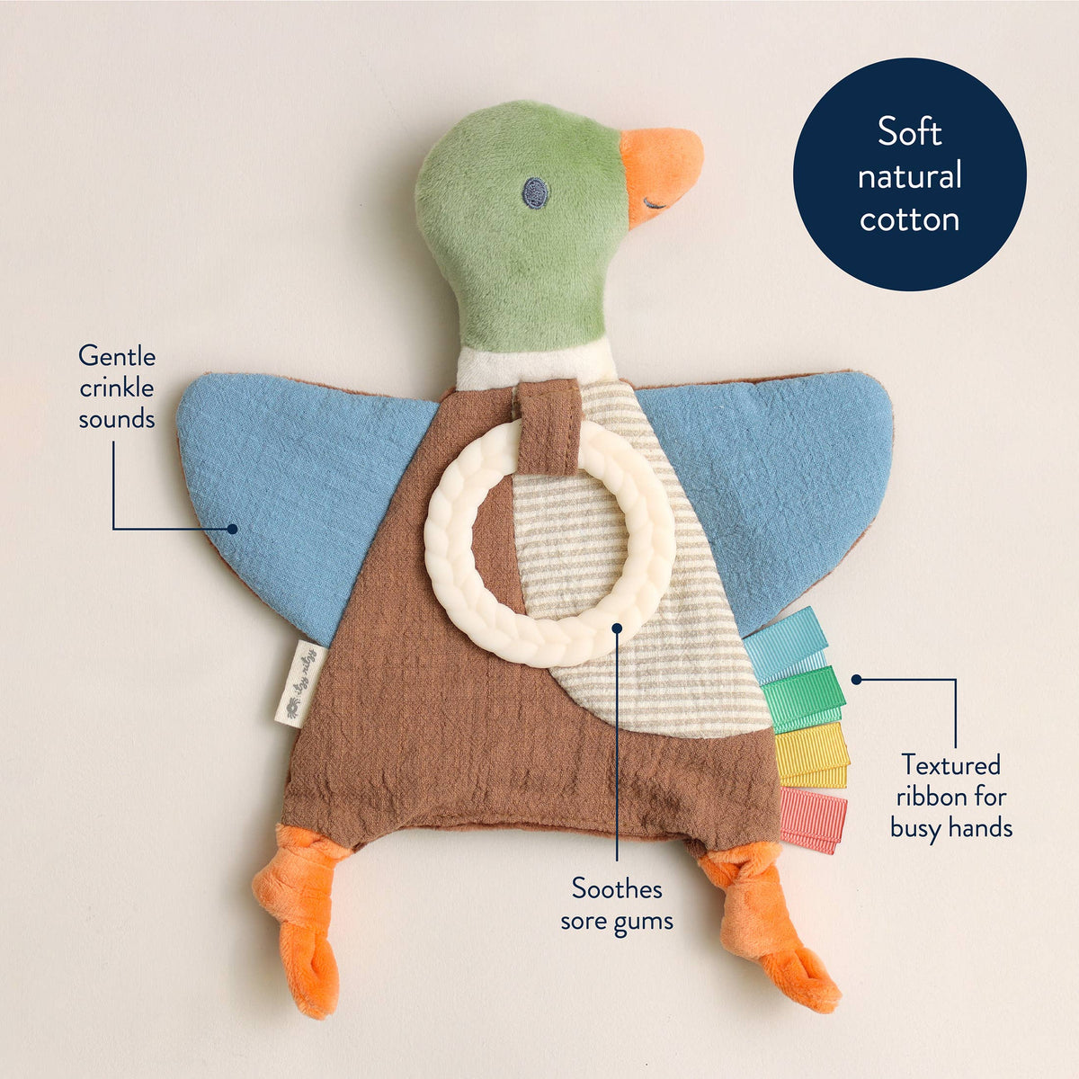 NR BITZY CRINKLE SENSORY TOY TEETHER | MALLARD