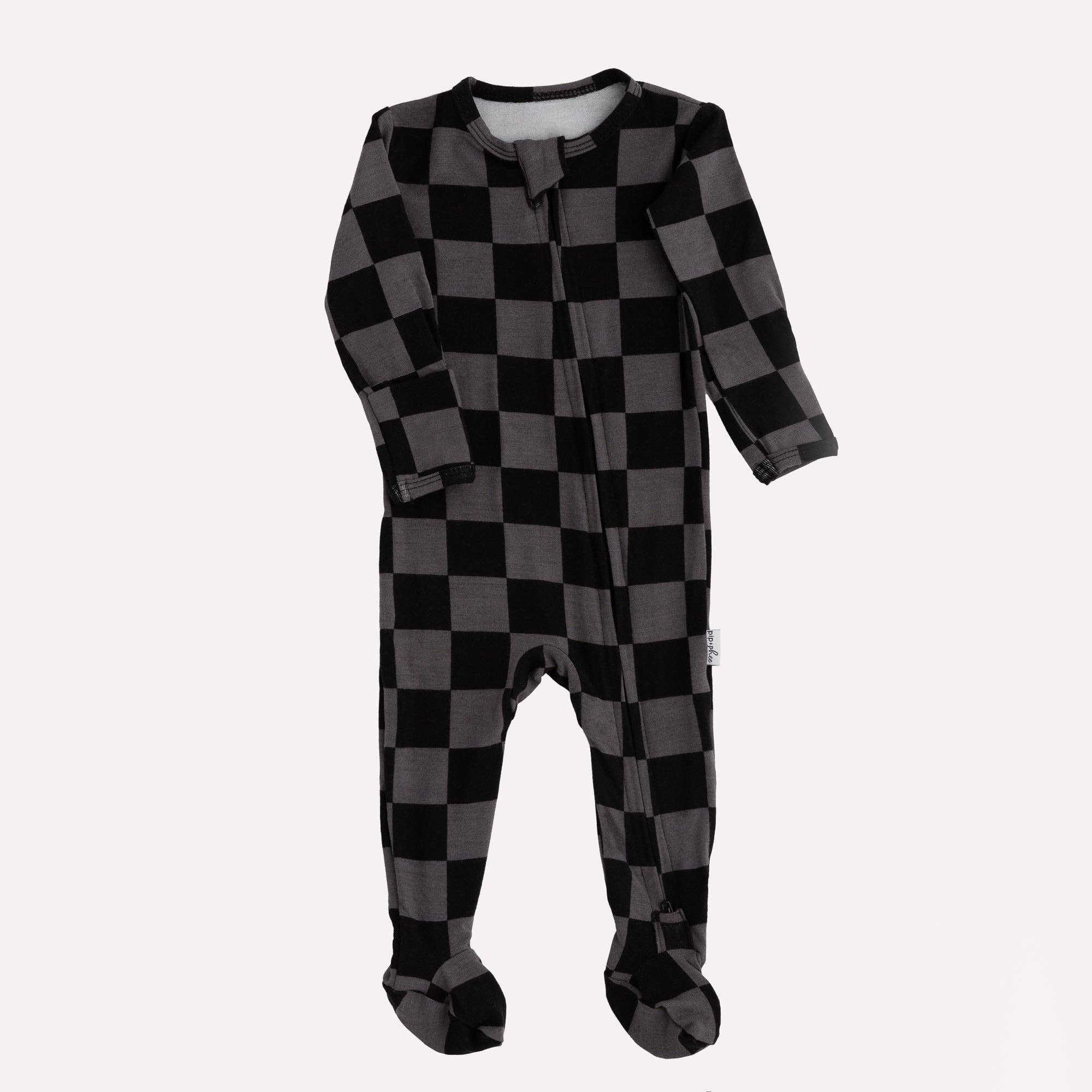 NR PIP + PHEE BAMBOO FOOTED SLEEPER | MAPLE GRID | NEWBORN