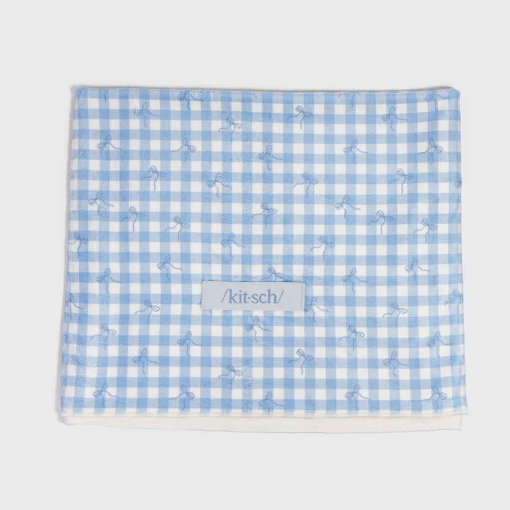 NR KITSCH XL HAIR TOWEL WRAP | GINGHAM BLUE