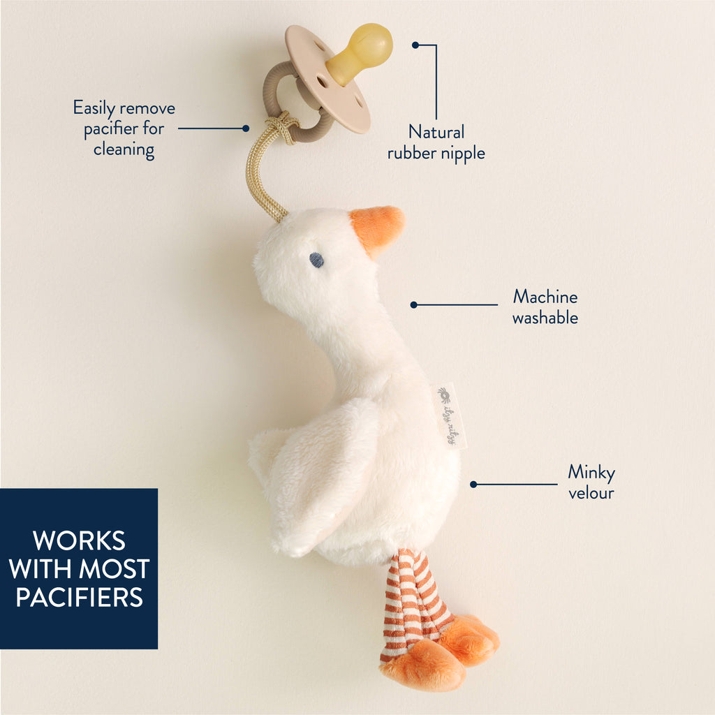 NR BITZY PAL NATURAL PACIFIER PLUSH | GOOSE