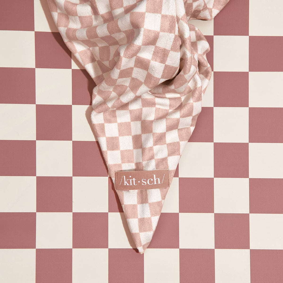 NR KITSCH XL HAIR TOWEL WRAP | TERRACOTTA CHECKER