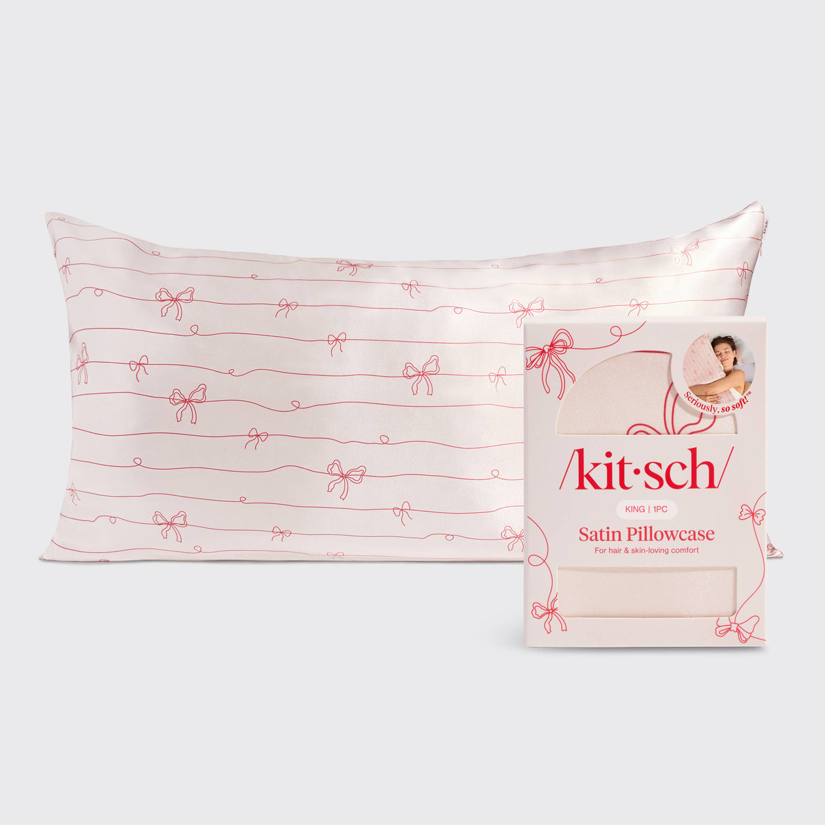 NR KITSCH KING SATIN PILLOWCASE | STRIPED BOWS