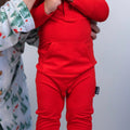 NR BELAN J LONG SLEEVE POCKET ROMPER | SANTA RED