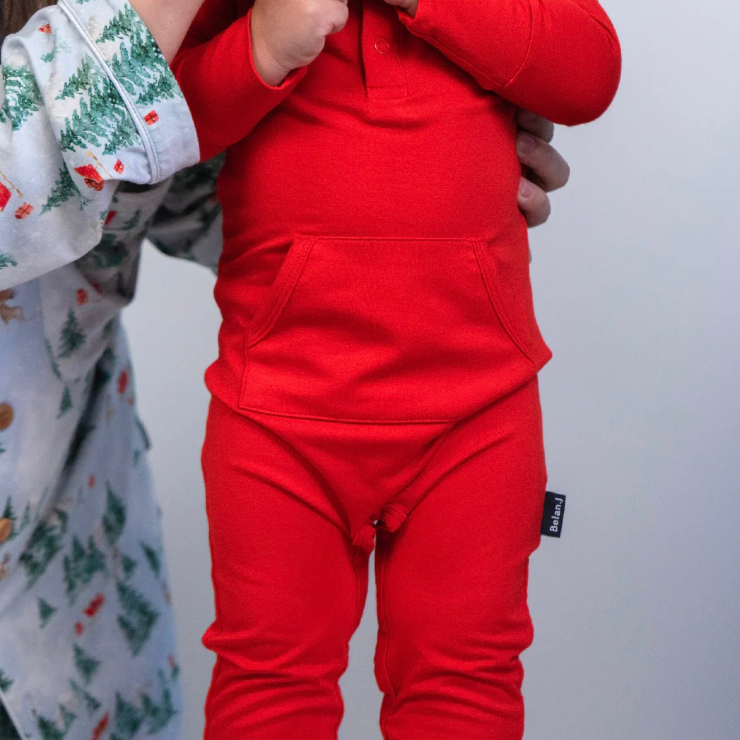 NR BELAN J LONG SLEEVE POCKET ROMPER | SANTA RED