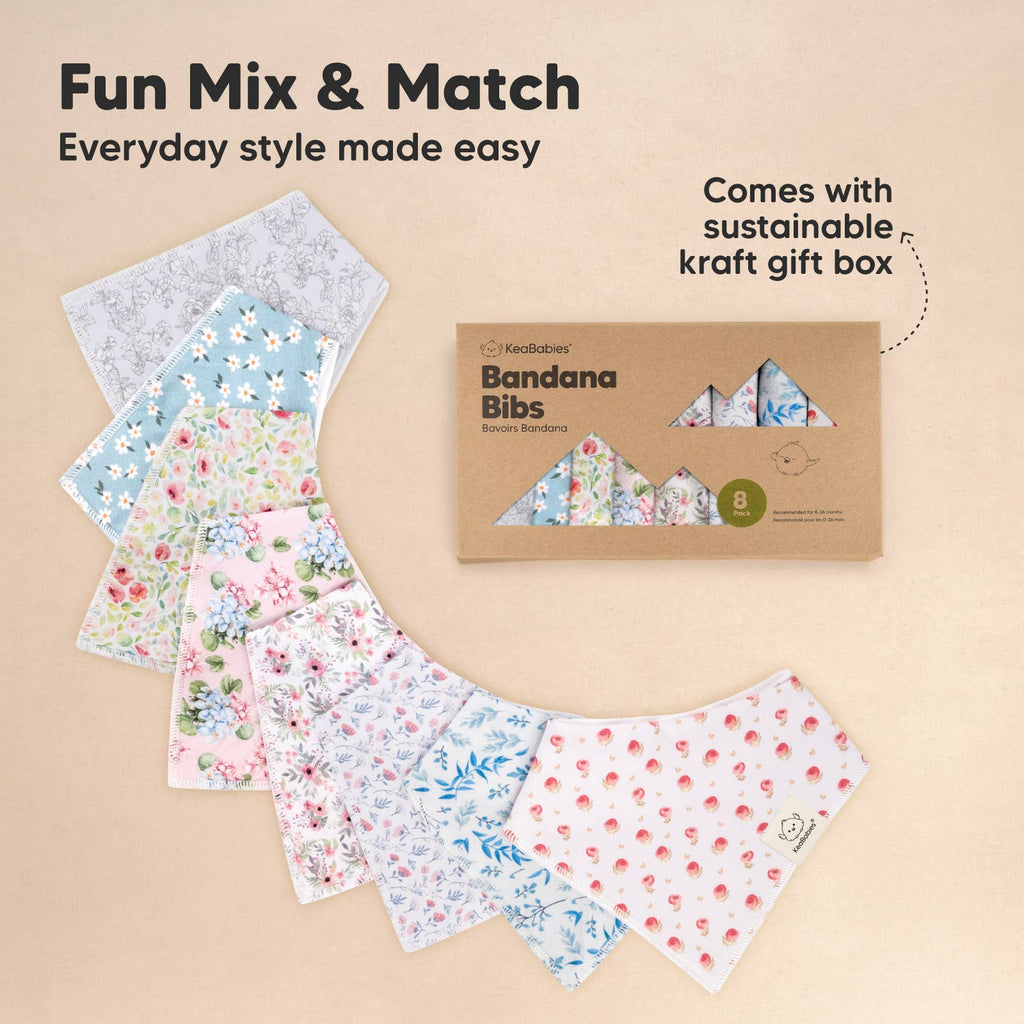NR KEABABIES BABY BANDANA BIBS | 8-PACK | FLOURISH