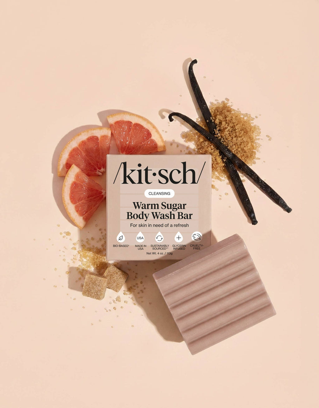 NR KITSCH CLEANSING WARM SUGAR  BODY WASH BAR
