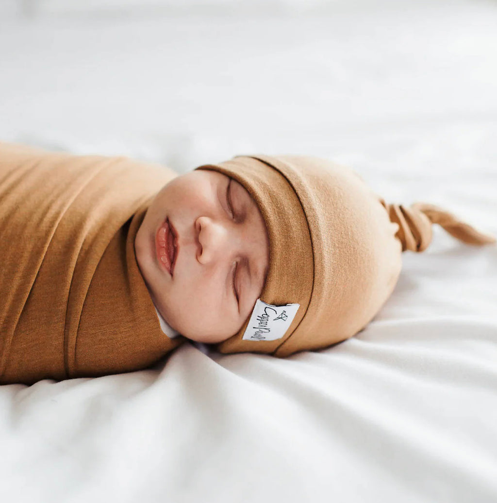 NR COPPER PEARL TOP KNOT HAT | CAMEL