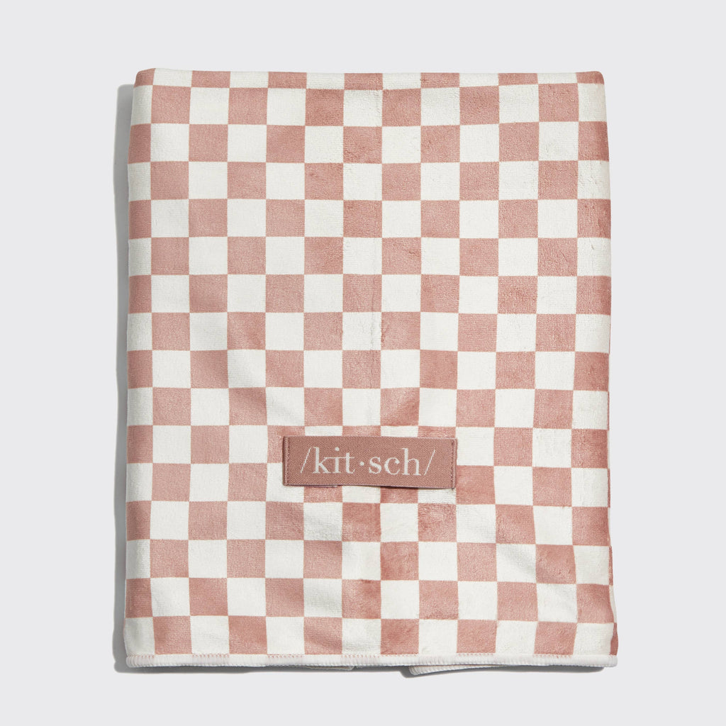 NR KITSCH XL HAIR TOWEL WRAP | TERRACOTTA CHECKER