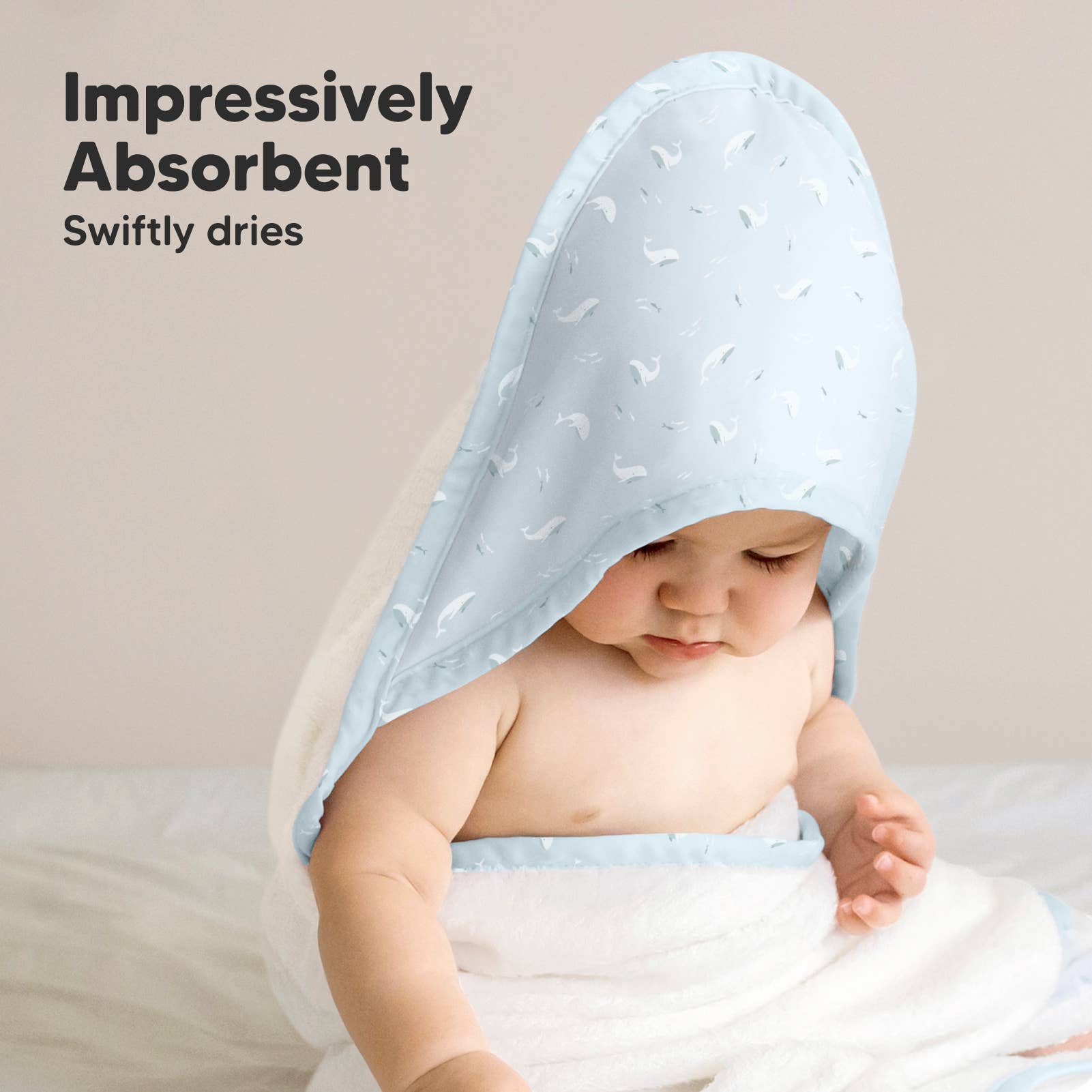NR KEABABIES LUXE HOODED TOWEL | 35x35 | BLUE WHALE