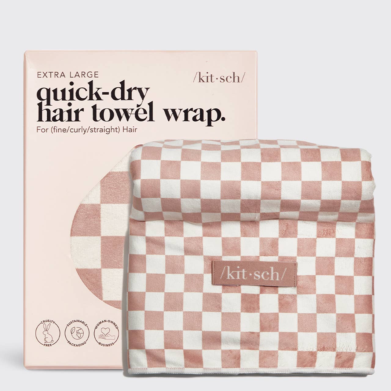 NR KITSCH XL HAIR TOWEL WRAP | TERRACOTTA CHECKER