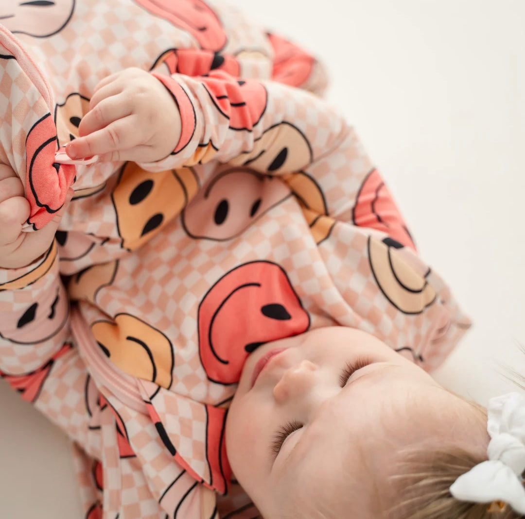 NR PIP + PHEE SLEEP BAG | PEACH SMILEYS | 1.0 TOG