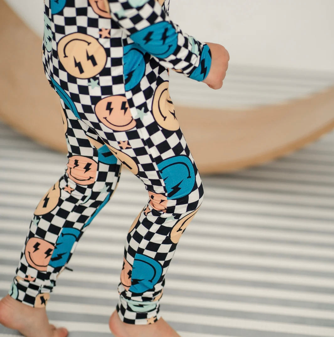 NR PIP + PHEE BAMBOO FOOTLESS SLEEPER | TEAL SMILEYS