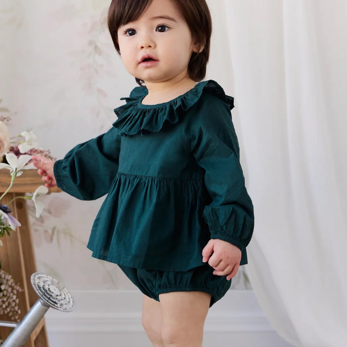 Organic Cotton Hartlen Playsuit - Deep Fern