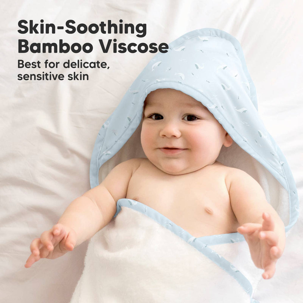 NR KEABABIES LUXE HOODED TOWEL | 35x35 | BLUE WHALE