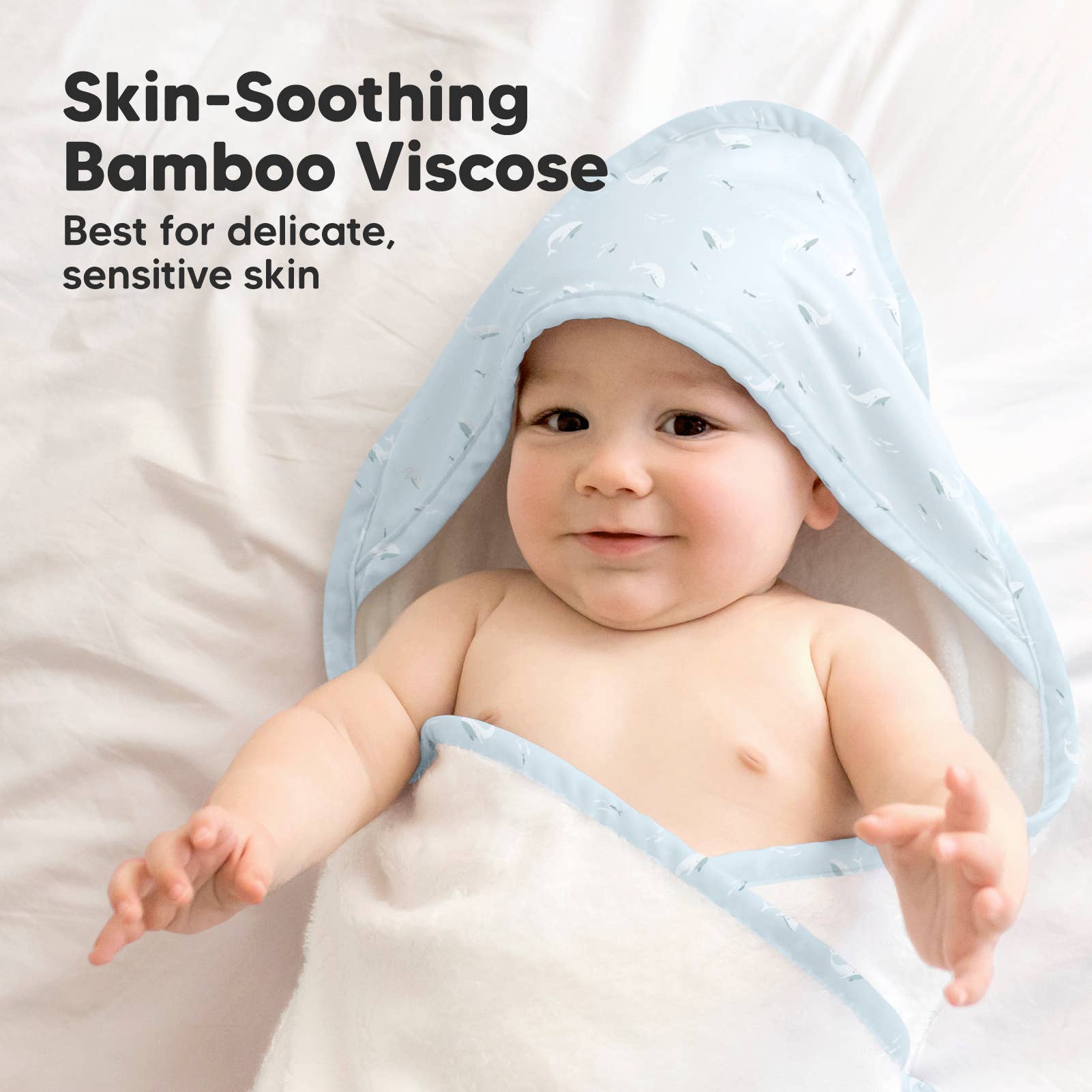 NR KEABABIES LUXE HOODED TOWEL | 35x35 | BLUE WHALE