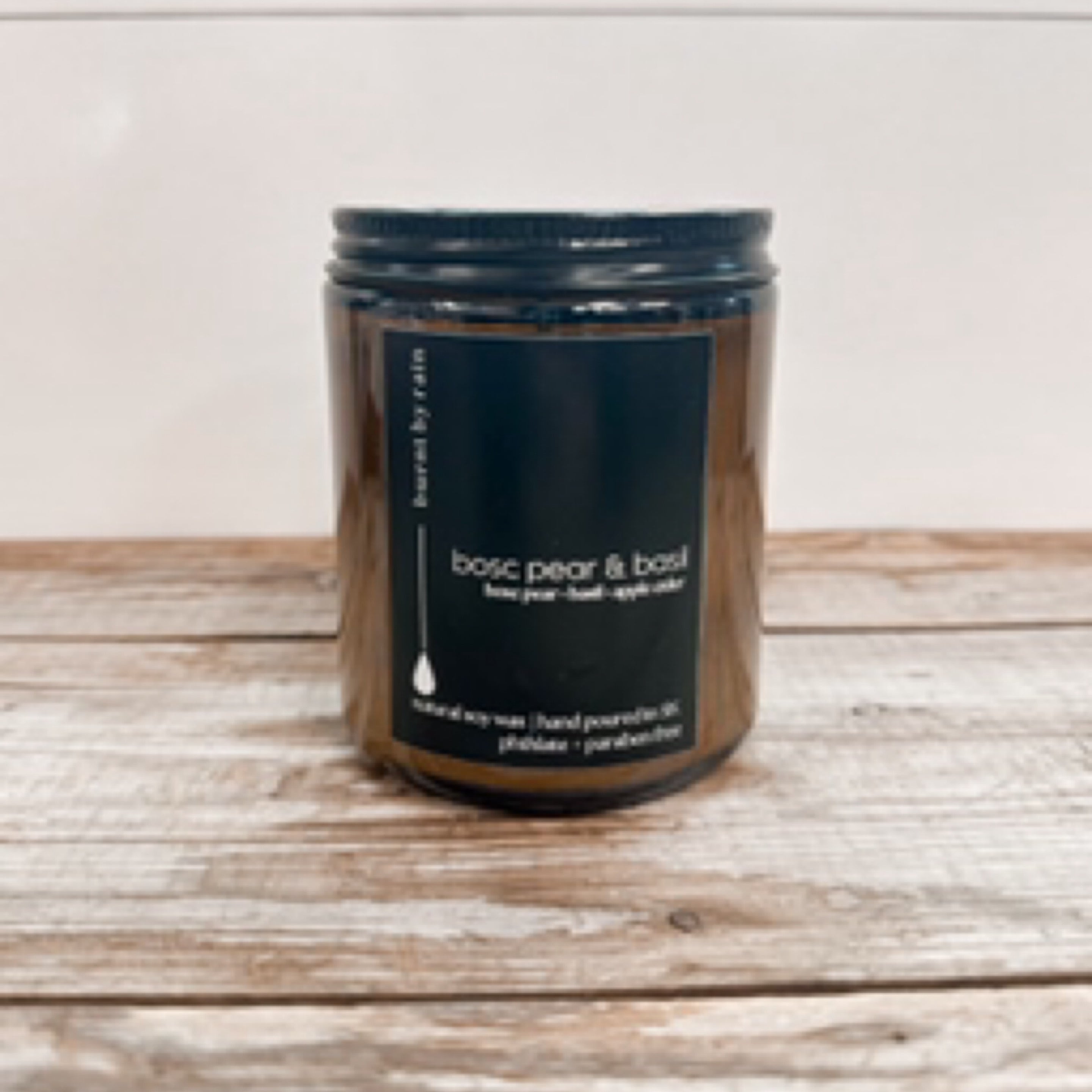NR BURNT BY RAIN CANDLE| BOSC PEAR & BASIL | SINGLE WICK