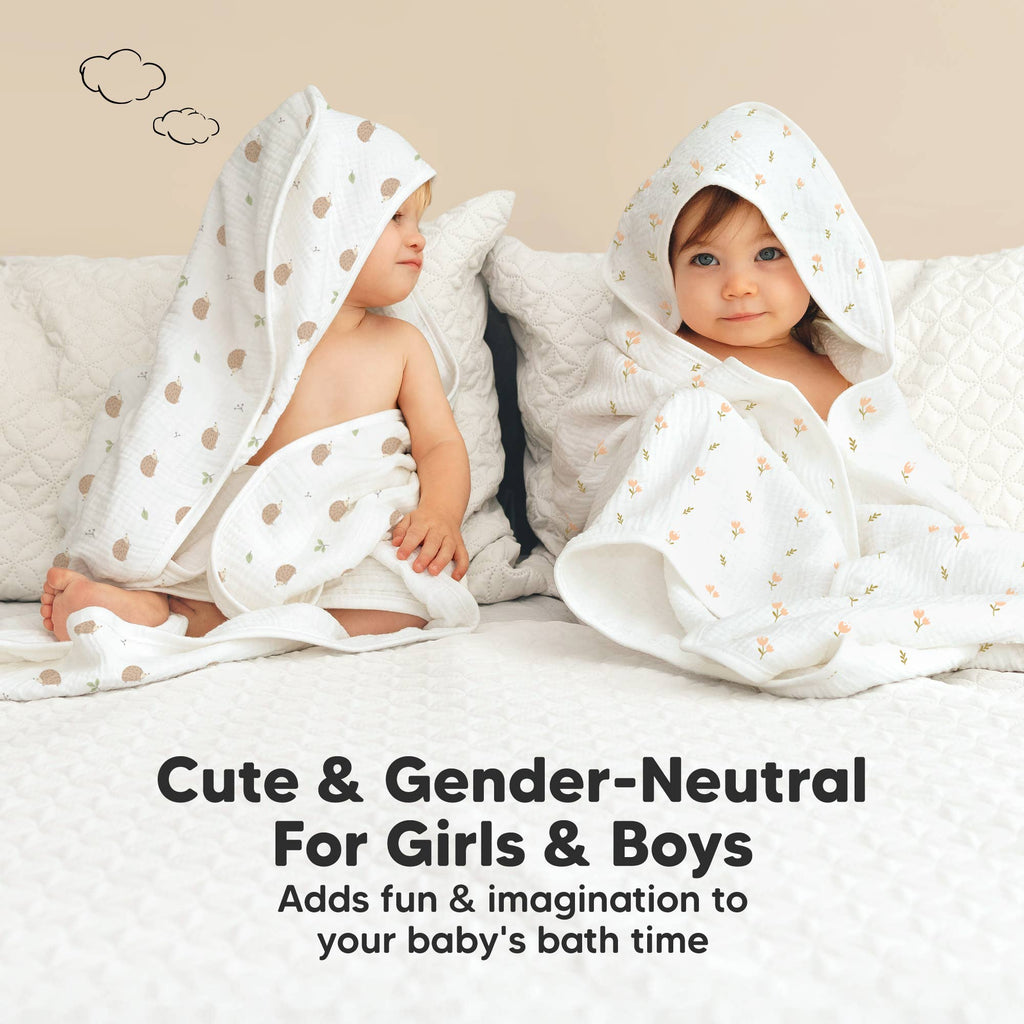 NR KEABABIES LYRA MUSLIN HOODED TOWEL | 30x30 | PETITE | TULIPS